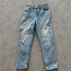 Studio Light Blue Distressed Straight Leg Women's Jeans